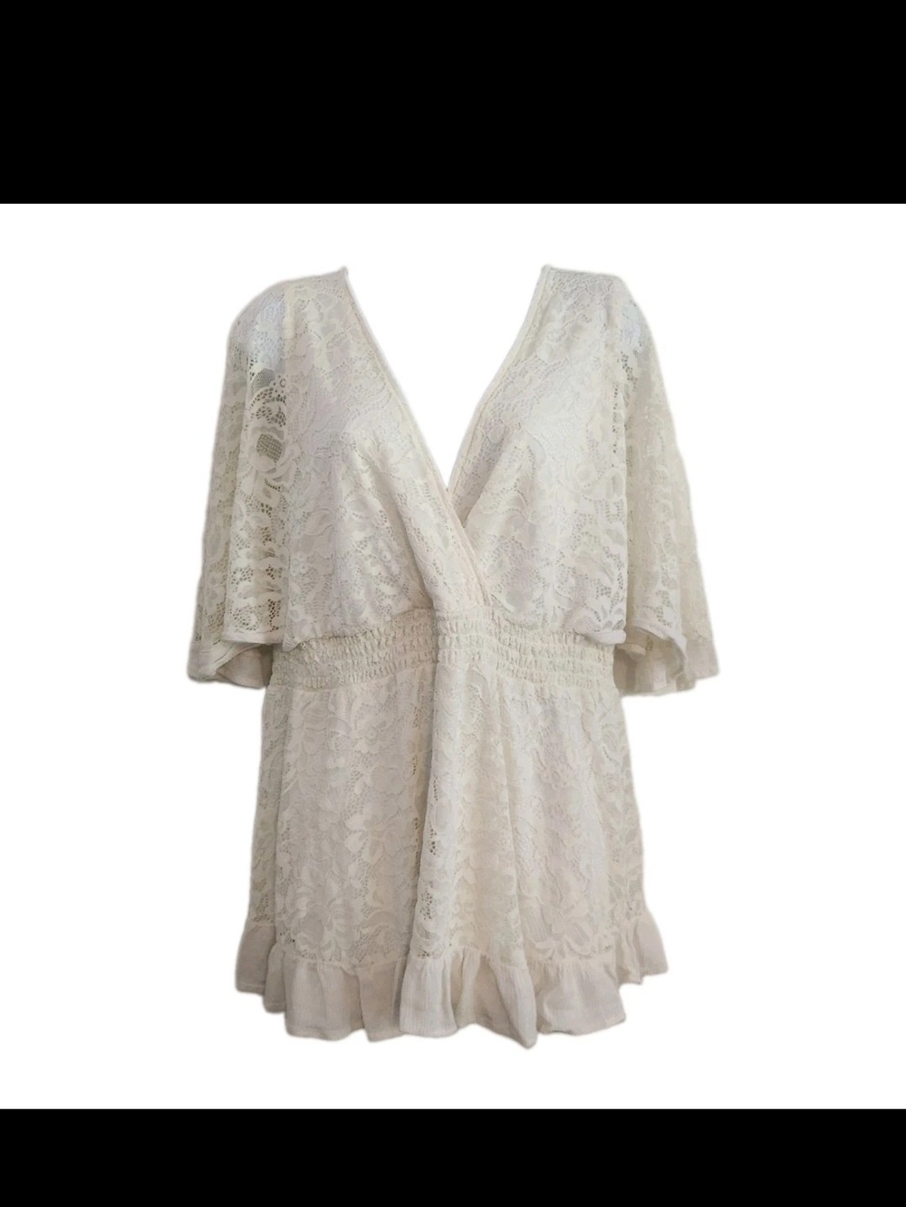 torrid Romantic Bohemian Ivory Lace Surplice Blouse Top Sz 2 (2X)